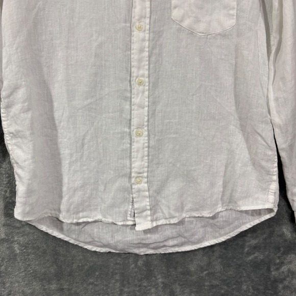 Edmmond Studios White Linen Button Down Long Sleeve Shirt - Picture 4 of 14